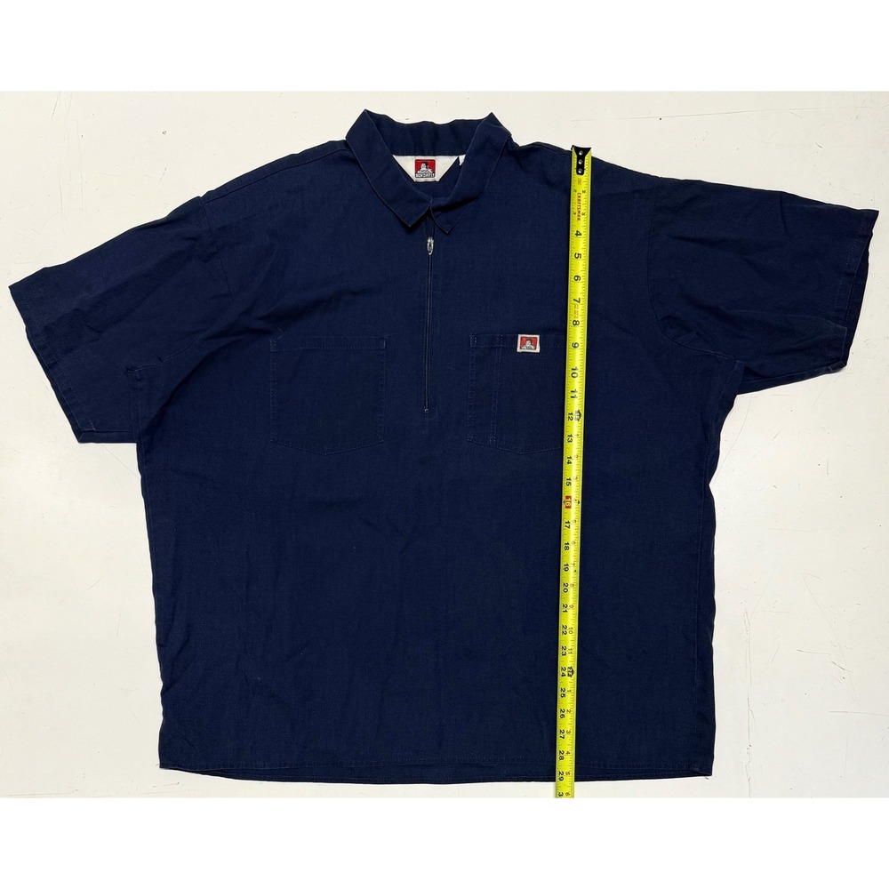 VTG Ben Davis Mens Short Sleeve Half Zip Work Shirt Navy Blue XXL Made in‎ USA